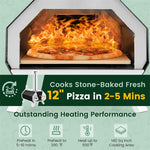 Beetle Outdoor Pizza Oven Wood Pellet Pizza Oven Grill Portable Stainless Steel Pizza Maker with 12'' Pizza Stone & Foldable Legs