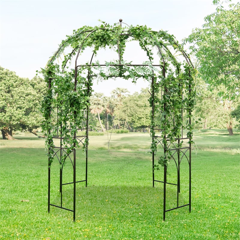 Birdcage Shape Garden Arbor 8.4' x 7' Heavy Duty Metal Garden Gazebo Pergola Arch Trellis for Climbing Plants Wedding Party Outdoor Decor