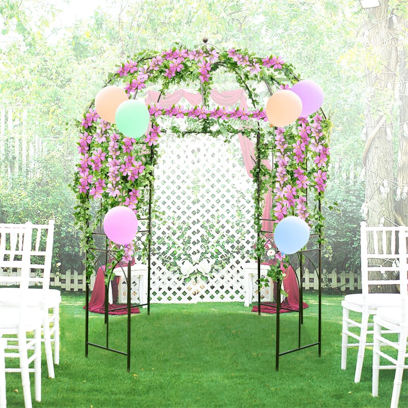 Birdcage Shape Garden Arbor 8.4' x 7' Heavy Duty Metal Garden Gazebo Pergola Arch Trellis for Climbing Plants Wedding Party Outdoor Decor