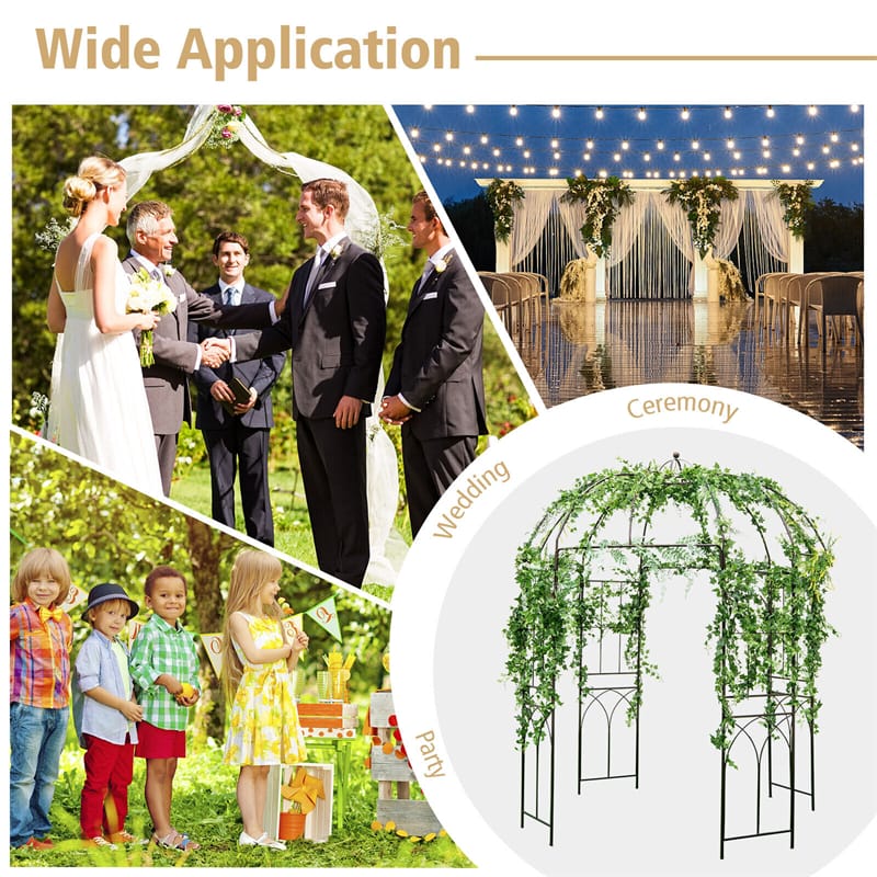 Birdcage Shape Garden Arbor 8.4' x 7' Heavy Duty Metal Garden Gazebo Pergola Arch Trellis for Climbing Plants Wedding Party Outdoor Decor