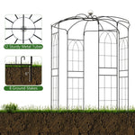 Birdcage Shape Garden Arch 9.4' x 6.8' Wrought Iron Arbor Trellis for Climbing Plants, French Style Pergola Pavilion for Wedding Party Outdoor Decor