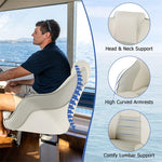 Captain Bucket Seat Pontoon Boat Seat Curved Armrest, Waterproof PVC Leather, Thick Sponge Padding, High Back Captain Chair for Fishing Sightseeing