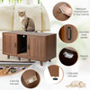 Cat Litter Box Enclosure Double Litter Box Furniture Large Hidden Cat Washroom TV Stand Side Table with 2 Cabinets & Scratching Board