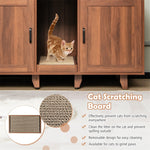 Cat Litter Box Enclosure Double Litter Box Furniture Large Hidden Cat Washroom TV Stand Side Table with 2 Cabinets & Scratching Board