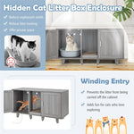 Cat Litter Box Enclosure Double Litter Box Furniture Large Hidden Cat Washroom TV Stand Side Table with 2 Cabinets & Scratching Board