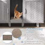 Cat Litter Box Enclosure Double Litter Box Furniture Large Hidden Cat Washroom TV Stand Side Table with 2 Cabinets & Scratching Board