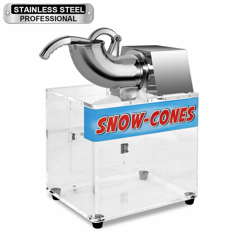 Commercial Snow Cone Machine 440lbs/h Stainless Steel Ice Shaver Maker with Dual Blades, 110V Electric Ice Crusher Shaved Ice Machine for Home Party