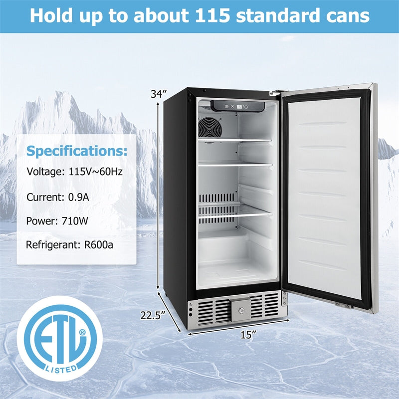 115 Cans Compact Beverage Refrigerator Freestanding Undercounter Beverage Cooler 2.9 Cu.ft Mini Beer Fridge with & Stainless Steel Door