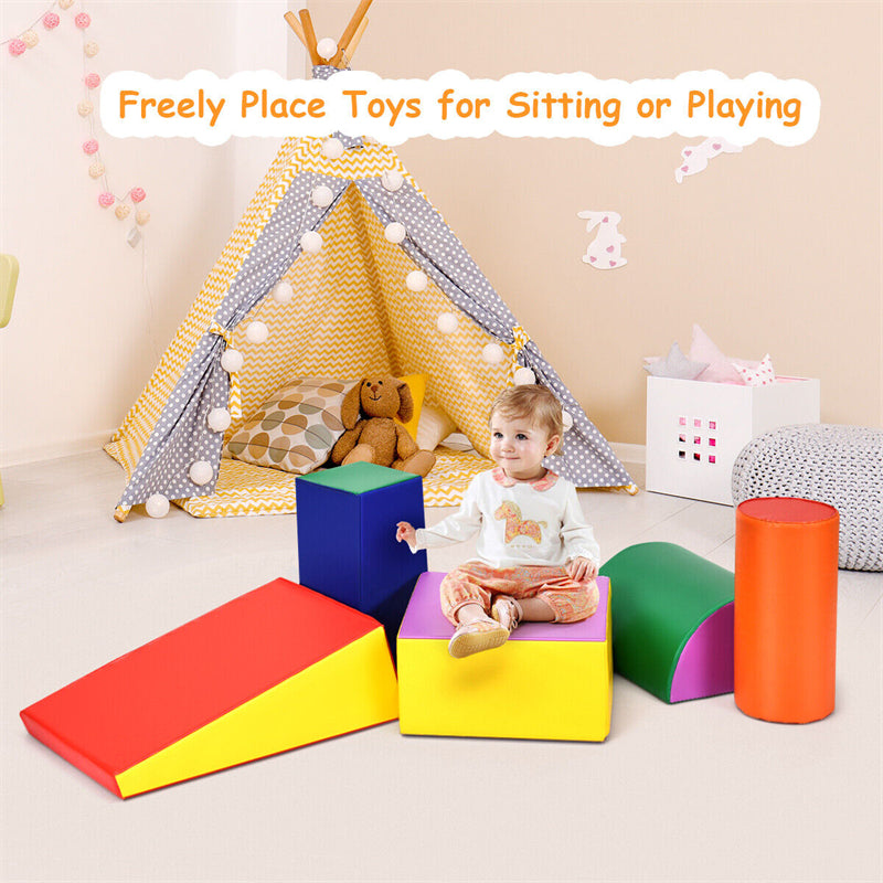 Crawl and Climb Soft Foam Play Set 5PCS Lightweight Foam Climbing Blocks Fun Activity Playset Corner Climber for Baby Kids Crawling Sliding