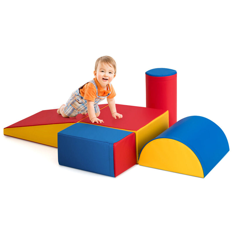 Crawl and Climb Soft Foam Play Set 5PCS Lightweight Foam Climbing Blocks Fun Activity Playset Corner Climber for Baby Kids Crawling Sliding