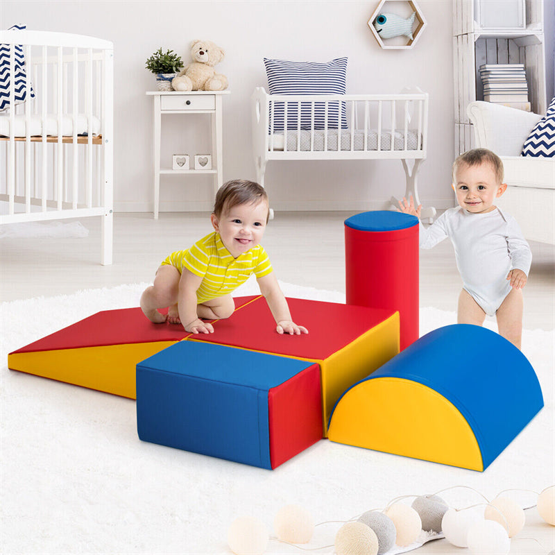 Crawl and Climb Soft Foam Play Set 5PCS Lightweight Foam Climbing Blocks Fun Activity Playset Corner Climber for Baby Kids Crawling Sliding