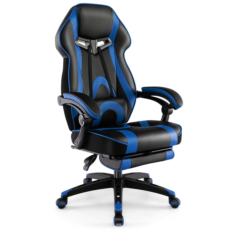 E-Sports Gaming Chair Ergonomic Racing Style Office Computer Chair Height Adjustable Reclining Video Game Chair with Lumbar Support & Footrest