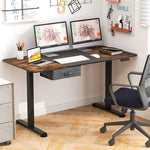 Electric Standing Desk 55" x 28" Height Adjustable Desk Sit-Stand Computer Workstation with Storage Drawer & USB Charging Port