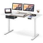 Electric Standing Desk 55" x 28" Height Adjustable Desk Sit-Stand Computer Workstation with Storage Drawer & USB Charging Port