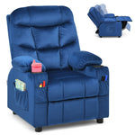 Kids Recliner Chair Adjustable Gaming Recliner Ergonomic Velvet Recliner with Cup Holder, Footrest & Side Pockets for Children Room