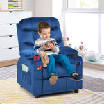 Kids Recliner Chair Adjustable Gaming Recliner Ergonomic Velvet Recliner with Cup Holder, Footrest & Side Pockets for Children Room