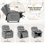 Kids Recliner Chair Adjustable Gaming Recliner Ergonomic Velvet Recliner with Cup Holder, Footrest & Side Pockets for Children Room