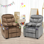 Kids Recliner Chair Adjustable Gaming Recliner Ergonomic Velvet Recliner with Cup Holder, Footrest & Side Pockets for Children Room