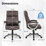 Ergonomic Executive Office Chair PU Leather Desk Chair High Back Swivel Computer Task Chair with Lumbar Support Padded Armrests & Wheels