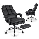 Executive Office Chair PU Leather High Back Reclining Desk Chair Ergonomic Computer Chair with Retractable Footrest & Padded Armrests