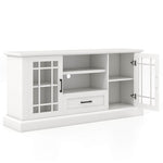 Farmhouse TV Stand Entertainment Center Tall Media Console Table for TVs up to 70 Inch with 2 Glass Doors Cubbies & Drawer