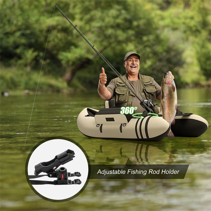 Fishing Float Tube Inflatable Fishing Boat 350lbs Portable Backpack Belly Boat with Pump, Paddle, Fish Ruler, Flippers & Storage Pockets