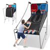 Foldable Basketball Arcade Game Indoor Double Shot Electronic Basketball Game 2 Player 8 Game Options with 4 Balls & Inflation Pump