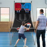 Foldable Basketball Arcade Game Indoor Double Shot Electronic Basketball Game 2 Player 8 Game Options with 4 Balls & Inflation Pump