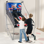 Foldable Basketball Arcade Game Indoor Double Shot Electronic Basketball Game 2 Player 8 Game Options with 4 Balls & Inflation Pump