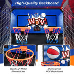 Foldable Basketball Arcade Game Indoor Double Shot Electronic Basketball Game 2 Player 8 Game Options with 4 Balls & Inflation Pump