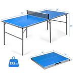 Foldable Ping Pong Table 6’ x 3’ Portable Table Tennis Table with Net, 2 Table Tennis Paddles & Balls for Indoor Outdoor Game, 100% Preassembled