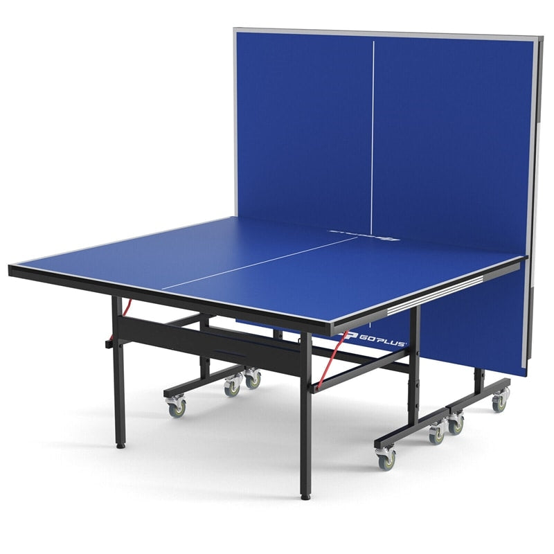 Foldable Table Tennis Table 9'x5' Professional Ping Pong Table with Single/Double Player Mode & Wheels for Indoor Outdoor Playing