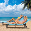 Folding Beach Chaise Lounge Chair 5-Position Adjustable Sunbathing Recliner with Face Hole & Detachable Pillows