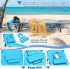 Folding Beach Chaise Lounge Chair 5-Position Adjustable Sunbathing Recliner with Face Hole & Detachable Pillows