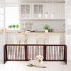 Freestanding Pet Gate Expandable Wood Dog Gate 28''- 80'' Adjustable Step Over Pet Fence for Indoor