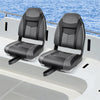 2 Pack High Back Boat Seats Folding Fishing Boat Seats Captain Bucket Seats with Spong Cushion, Flexible Hinges & Stainless Steel Screws