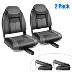 2 Pack High Back Boat Seats Folding Fishing Boat Seats Captain Bucket Seats with Spong Cushion, Flexible Hinges & Stainless Steel Screws