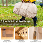 Inflatable Camping Tent 4-6 Person Glamping Tent 4-Season Luxury Canvas Cabin Tent Camping House Tent with Pump & 7 Mesh Windows