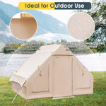 Inflatable Camping Tent 4-6 Person Glamping Tent 4-Season Luxury Canvas Cabin Tent Camping House Tent with Pump & 7 Mesh Windows