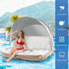 Inflatable Floating Island with Canopy, Giant Pool Float Lounge Raft with SPF50+ Removable Retractable Sunshade & 2 Cup Holders for Lake River