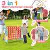 Jumbo 4-to-Score Giant Game Set Indoor Outdoor Family Yard Connect Game with Basketball Hoop, Ring Toss, 42 Rings & Quick-Release Sliders