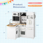 Kids Corner Kitchen Playset 11-in-1 Little Chef Wooden Pretend Play Kitchen Toy Set with Realistic Washing Machine & Telephone