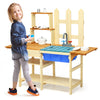 Kids Mud Kitchen Playset Wooden Pretend Play Kitchen with Removable Sink & Simulated Faucet, Play Kitchen Toy Set for Girls & Boys Age 3+