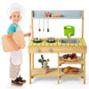 Kids Mud Kitchen Set Wooden Pretend Play Kitchen Toy Kitchen Set with Removable Sink, Real Water Box & Faucet