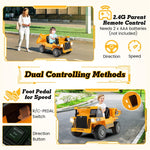 Kids Ride On Dump Truck 12V Battery Ride On Car with Electric Dump Bed, Remote Control & LED Lights, Ride On Construction Vehicle for Kids 3+