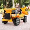 Kids Ride On Dump Truck 12V Battery Ride On Car with Electric Dump Bed, Remote Control & LED Lights, Ride On Construction Vehicle for Kids 3+