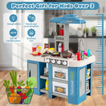 Kids Toy Kitchen Set Toddler Plastic Pretend Play Kitchen Set with 67pcs Kitchen Toys & Realistic Lights Sounds