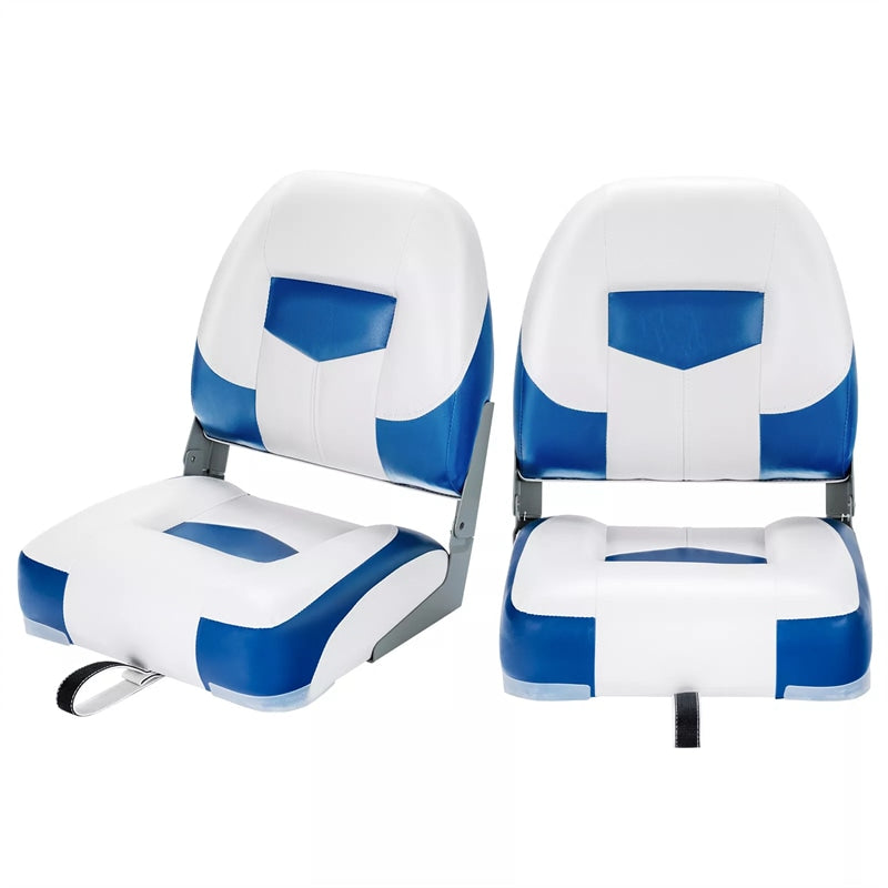 Low Back Boat Seats 2 Pack Folding Fishing Boat Seats Captain Bucket Seats with Stainless Steel Screws & Aluminum Hinges