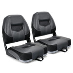 Low Back Boat Seats 2 Pack Folding Fishing Boat Seats Captain Bucket Seats with Stainless Steel Screws & Aluminum Hinges