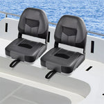 Low Back Boat Seats 2 Pack Folding Fishing Boat Seats Captain Bucket Seats with Stainless Steel Screws & Aluminum Hinges